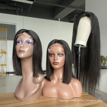 130% 150% 180% Wholesale 4x4 Lace Closure Wig Vendors, 100% Cuticle Aligned Wig 4x4 Closure Natural Straight Human Hair Wigs
